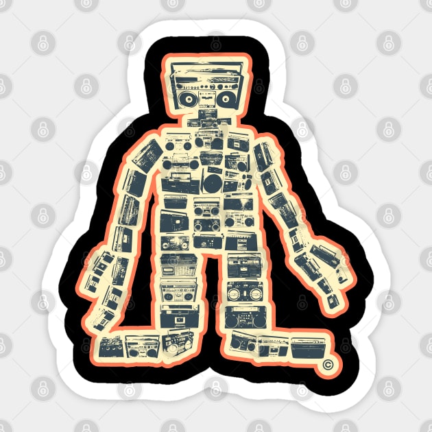 „Boombastic Giant“.  Gigantic Hip Hop Robot. Boombox Monster. Sticker by Boogosh